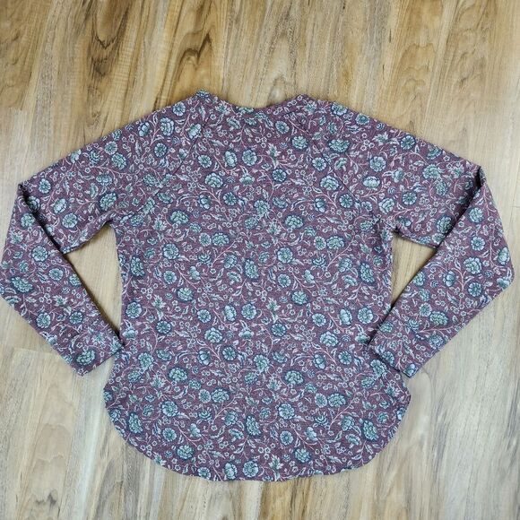 💛Peace & Pearls Floral Fleece Lined Long Sleeve Top Medium - Picture 2 of 9